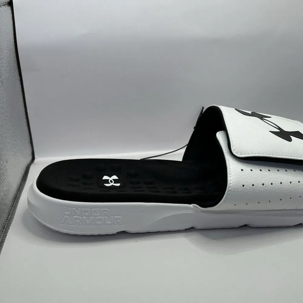 Under Armour Ignite Pro Slide Sandals Black White Men’s 17 UA Comfort NWT